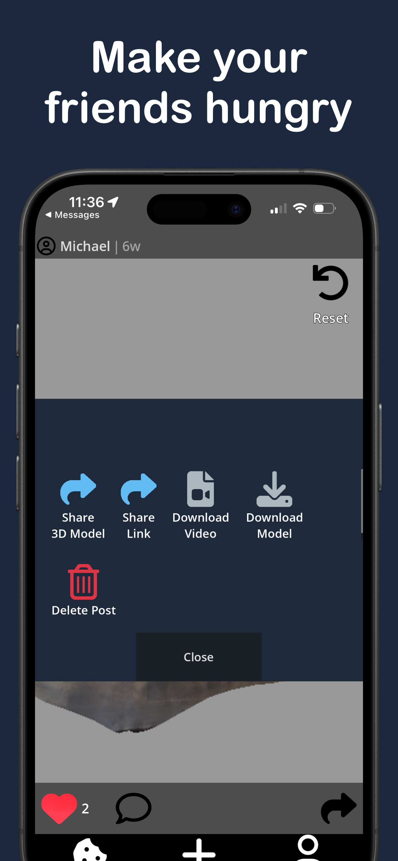 Share 3D food models in iMessage